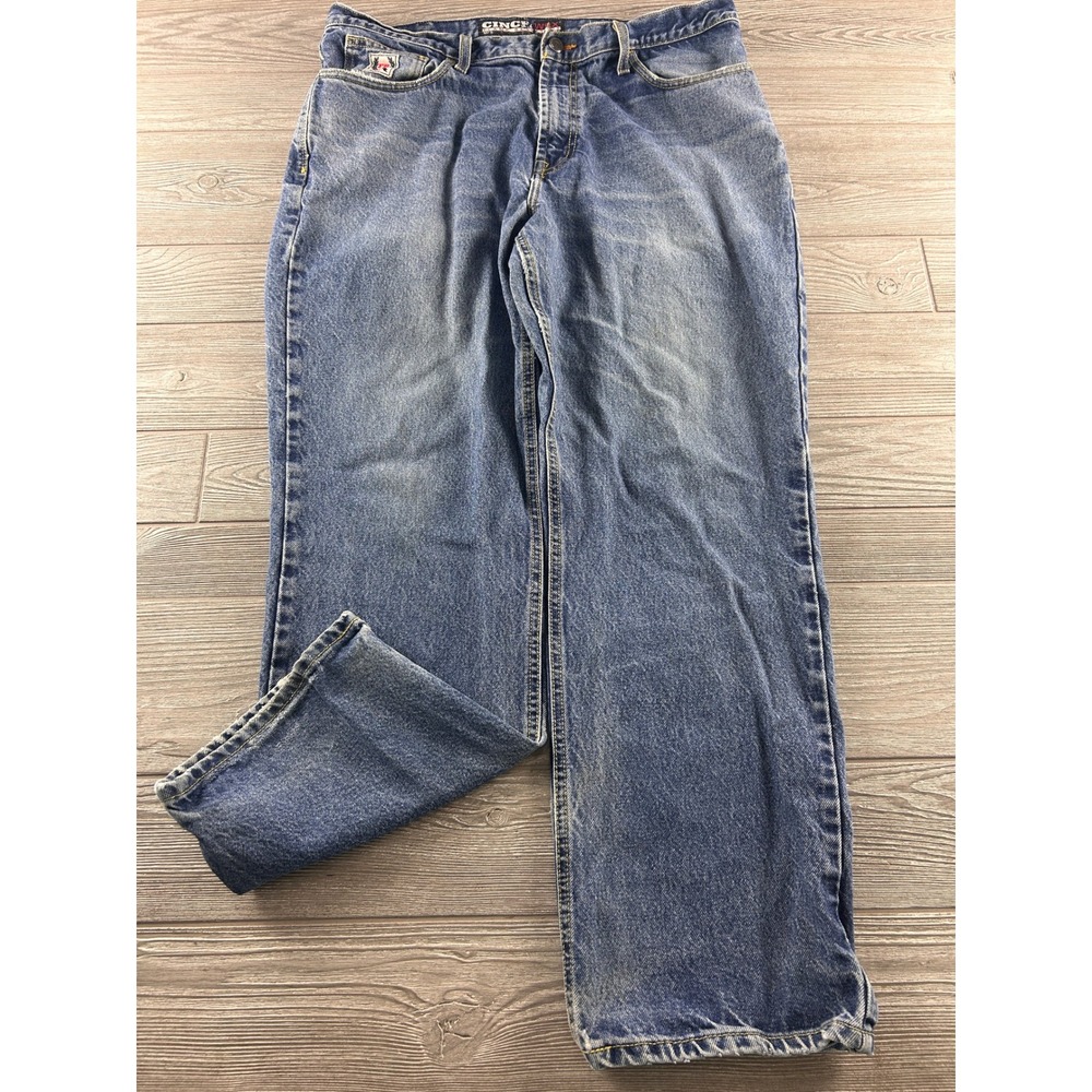 Cinch WRX Flame Resistant FR Jeans Mens 38x32 Blue White Label Relaxed Fit Denim